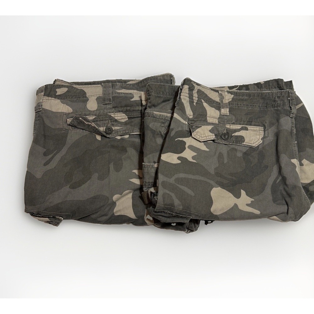 Two Lee Dungaree Camo Cargo Shorts Men's 46 Camouflage Y2K Baggy Grunge Skater